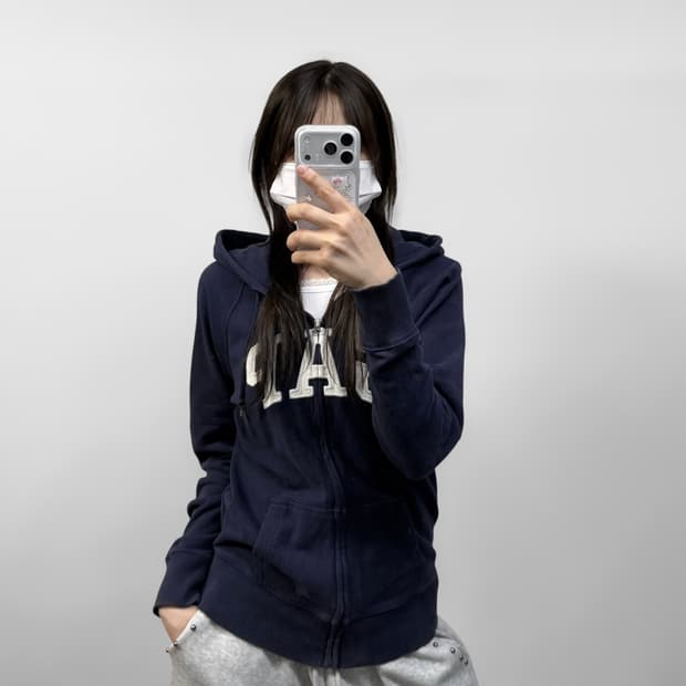 갭 Gap 스펠 로고 후드집업 네이비