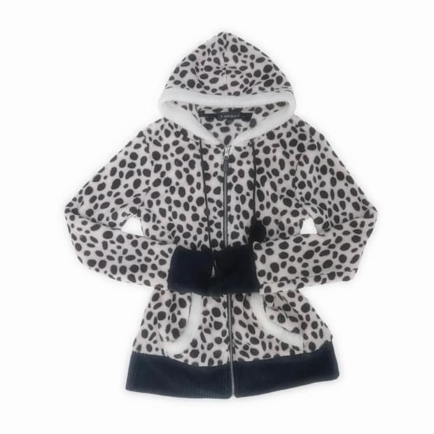빈티지 호피 털 폼폼이 후드집업