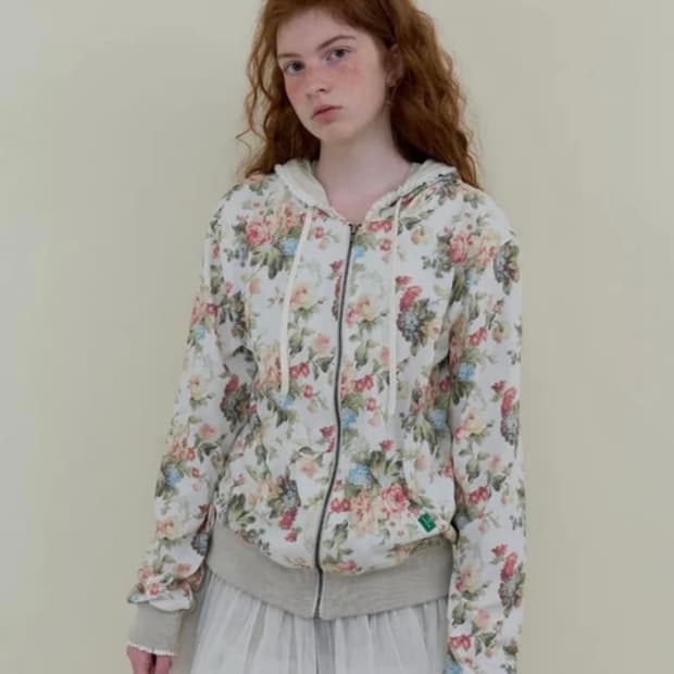 노컨텐츠 플라워 후드집업 