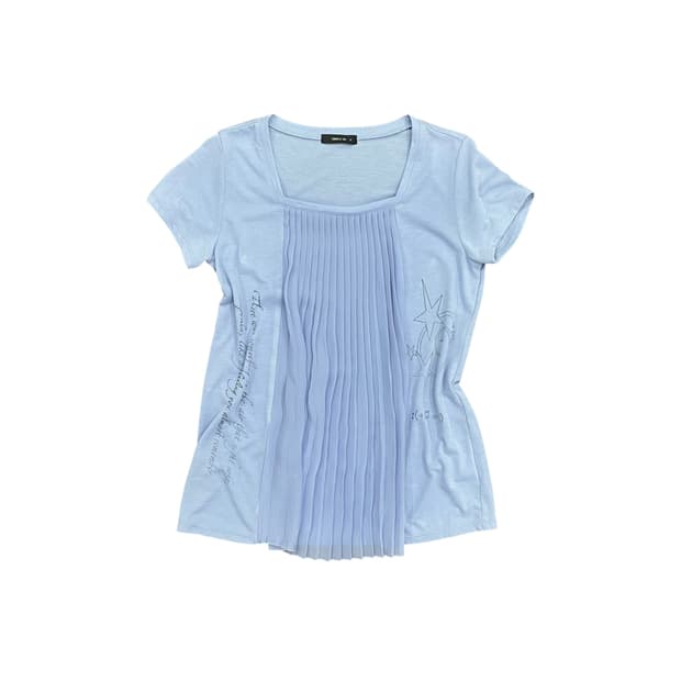 lettering fringe sky blue top 