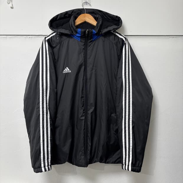 아디다스 블랙 삼선 후디 점퍼