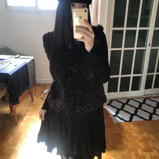 vintage fur knit vest