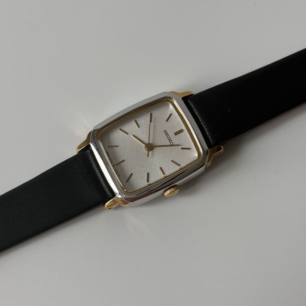 1980s Snow Dial Combi Tank Ladies Quartz