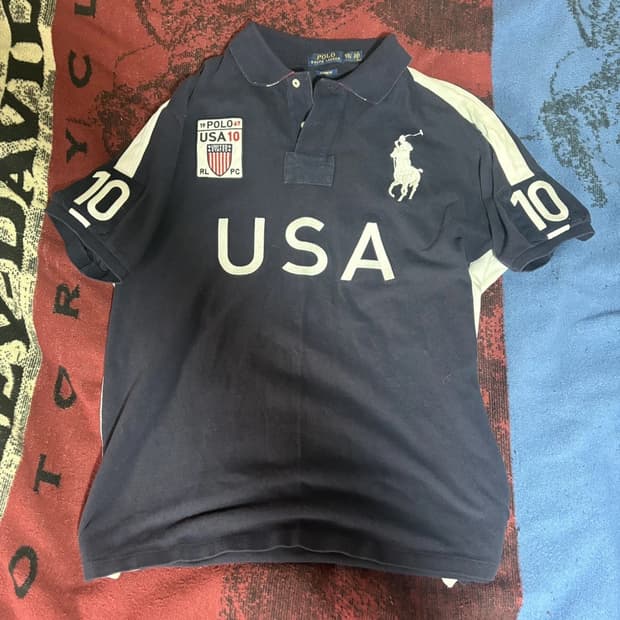 90s 폴로 랄프로렌 USA 럭비 빅로고 카라티