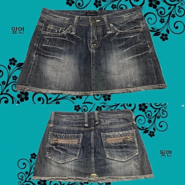 [Y2K] 빈티지 캣워싱 지퍼 포켓 데님 미니스커트