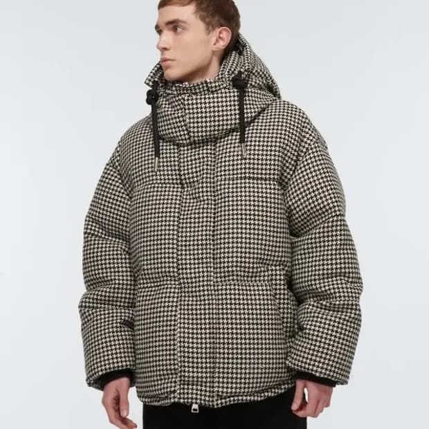 AMI 아미 울 하운드투스 체크 후드 패딩 M