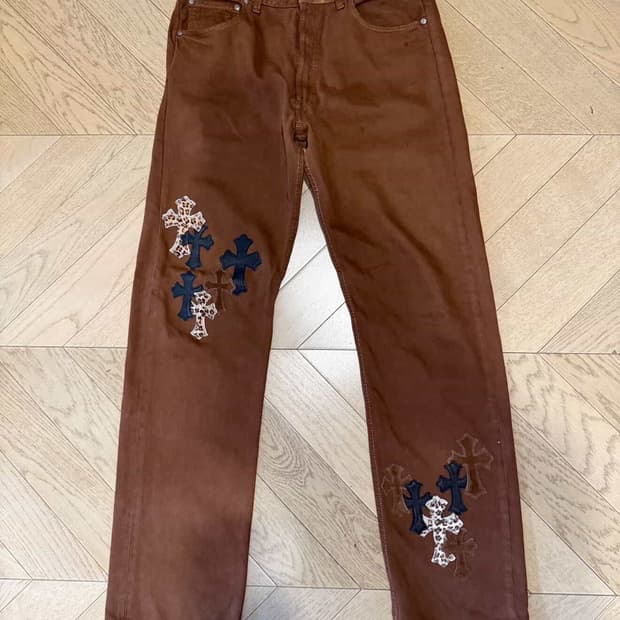 Chrome Heart Brown Patches Jeans