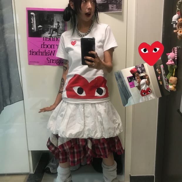❤️ 꼼데가르송 더블하트 반팔 티셔츠 ❤️