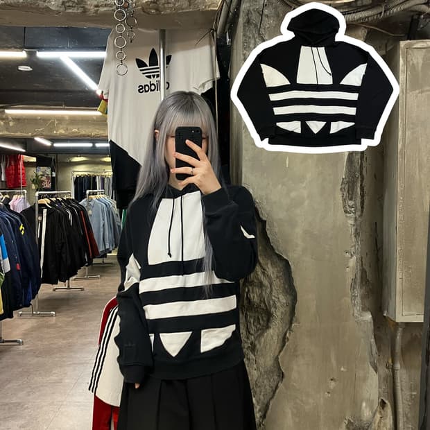 아디다스 빅 로고 맨투맨 블랙 M #csz2515 