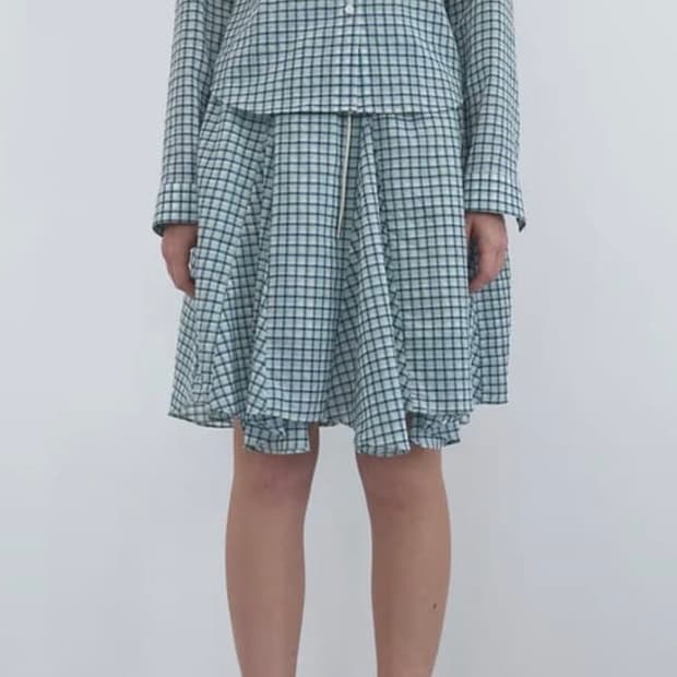 엔조블루스 체크 플레어 스커트