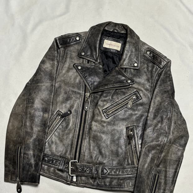 100 vtg 데미지드 소가죽 레더 자켓
