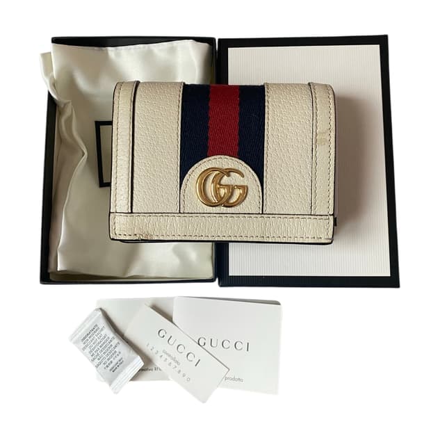 [정품,풀구성]구찌 레이디 웹 스트라이프 레더 지갑