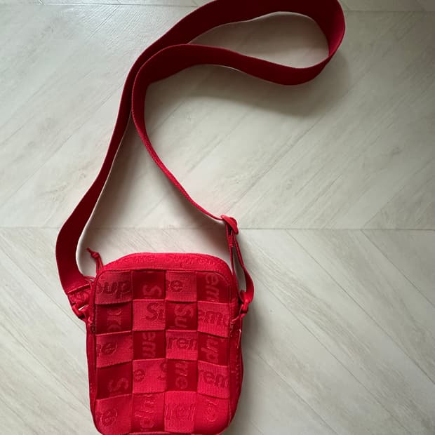 supreme woven shoulder bag red