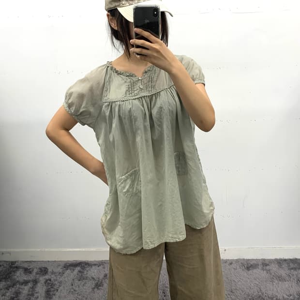 재패니즈 모리 프릴 포켓 탑