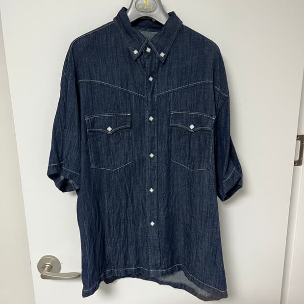 L 프리즘웍스 데님 반팔셔츠