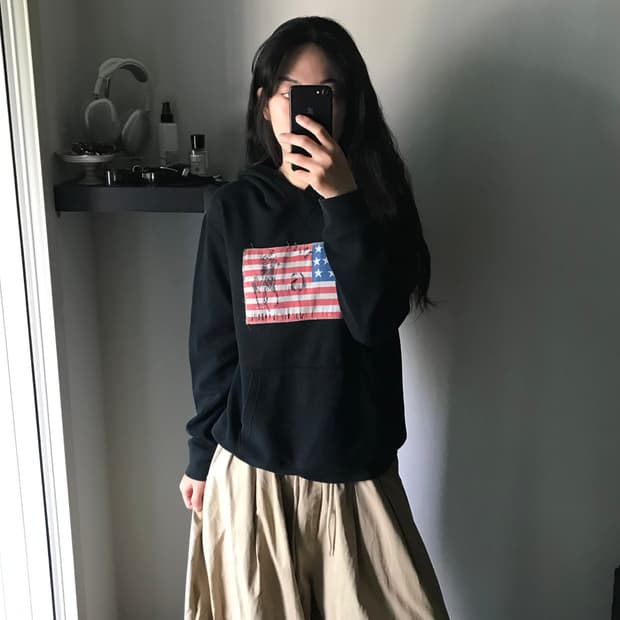 폴로 랄프로렌 성조기 블랙 후드티