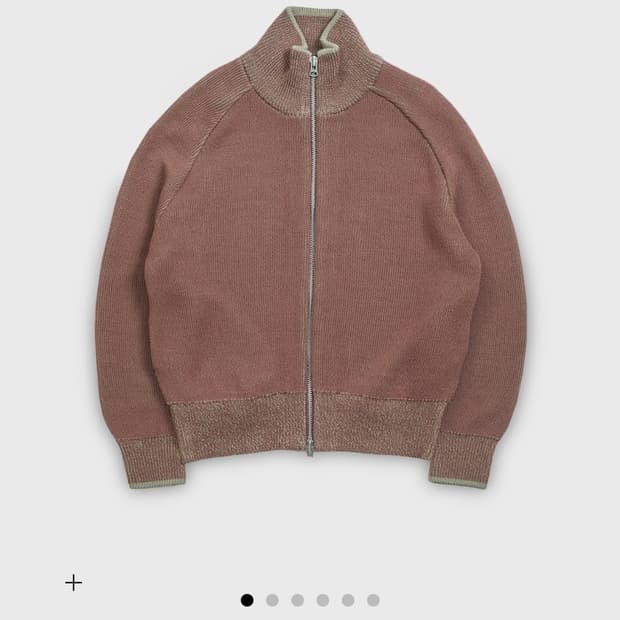 WOOL DOUBLE KNIT ZIP-UP / Maroon-Greige