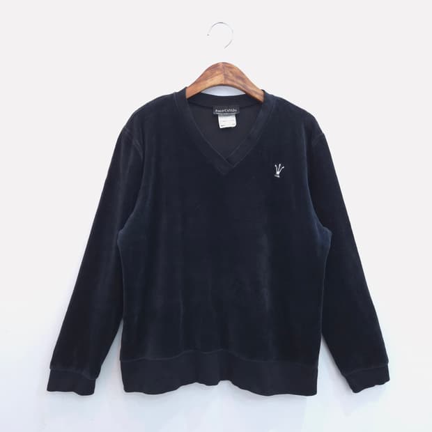 POLO CANADA 빈티지 벨루아 V넥 스웻셔츠