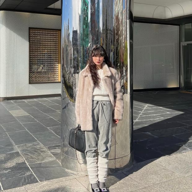 eyeye 퍼자켓 아이보리