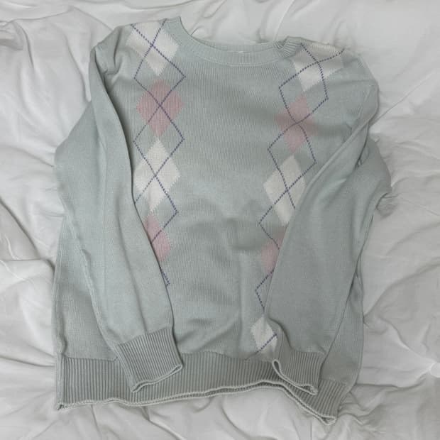 멜로즈 빈티지 아가일 니트