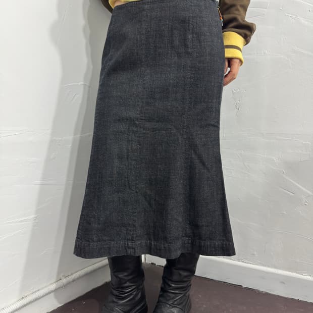 denim midi skirt