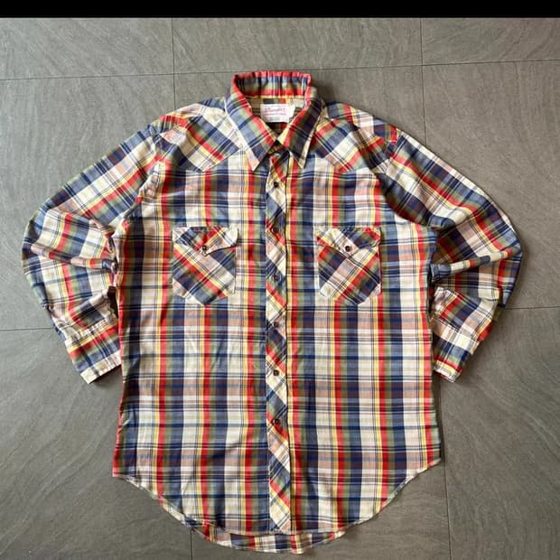 80s 80년대 미국 생산 랭글러 웨스턴 긴팔 셔츠