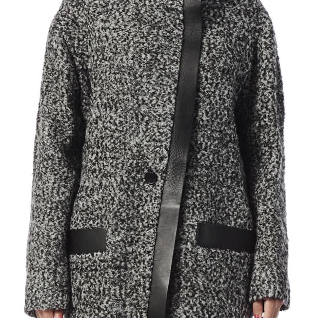 이로 레더 트림 부클 코트 겸 가디건 34