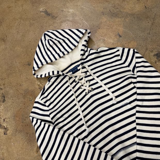 폴로 랄프로렌 스트라이프 흰검 후드티 