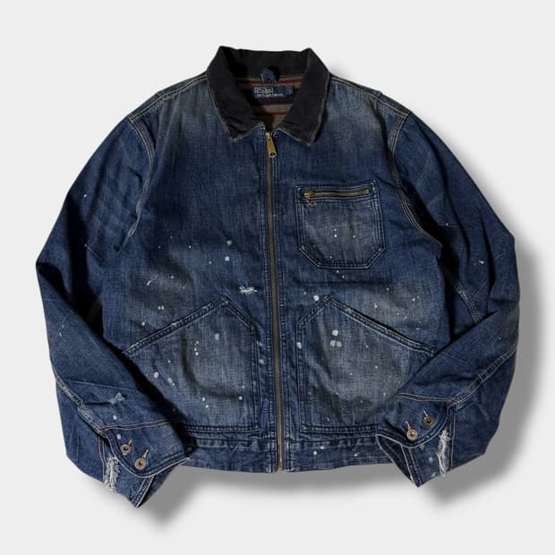 폴로 랄프로렌 40‘s 루즈핏 페인팅 코듀로이 데님 자켓 
