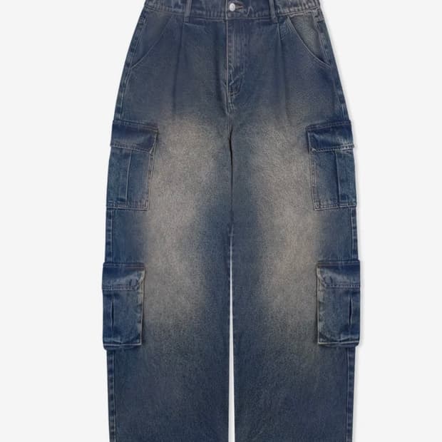 [송필드콜라보]XF003 멀티 카고 포켓 워싱 데님 팬츠 (BLUE)