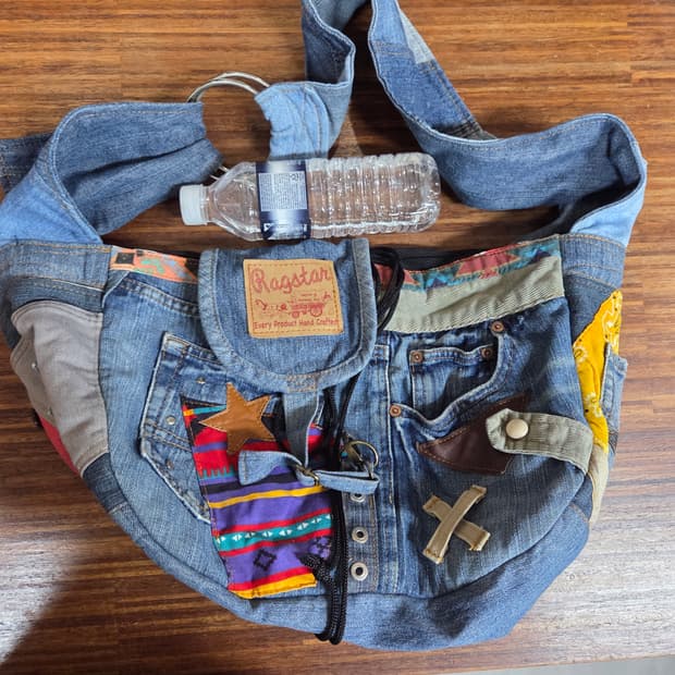 빈티지 ragstar 패치워크 데님 리폼 크로스백 