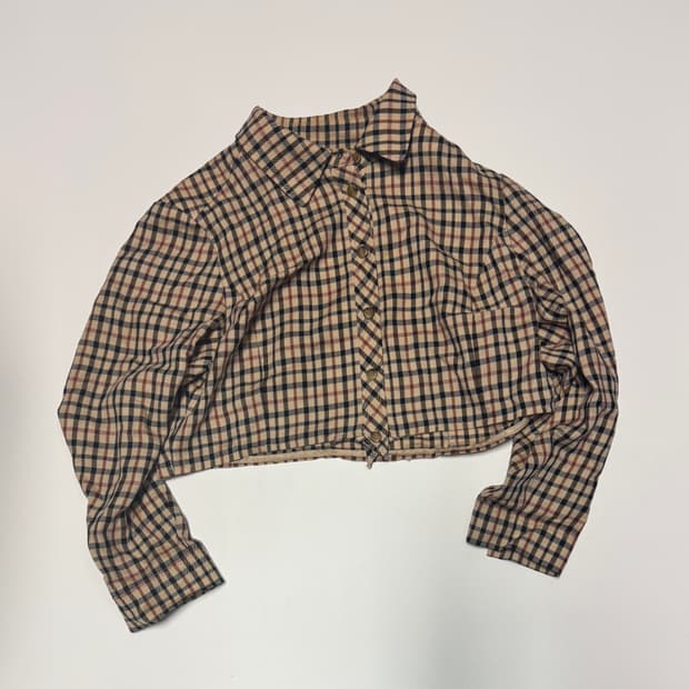 여성 닥스 daks 커스텀 시그니처 크롭 체크 셔츠