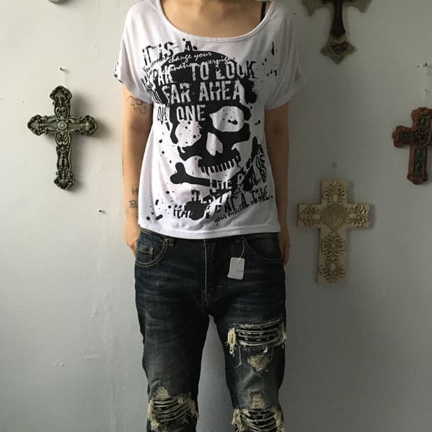 Skull printing t shirt
