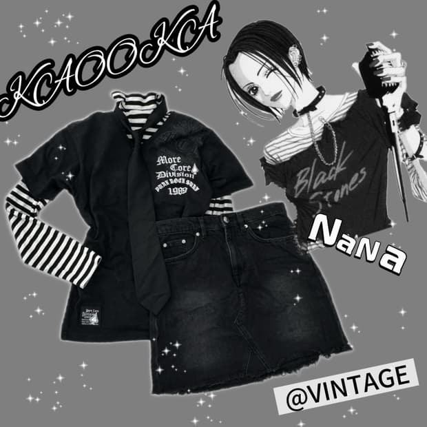🎸나나의 외출복 코디세트 🎸 펑크 고스로리 공겜여주 나나깔 지뢰계