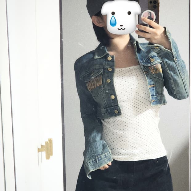 로카웨어 y2k 00s 펑크 빈티지 크롭 데님 자켓 
