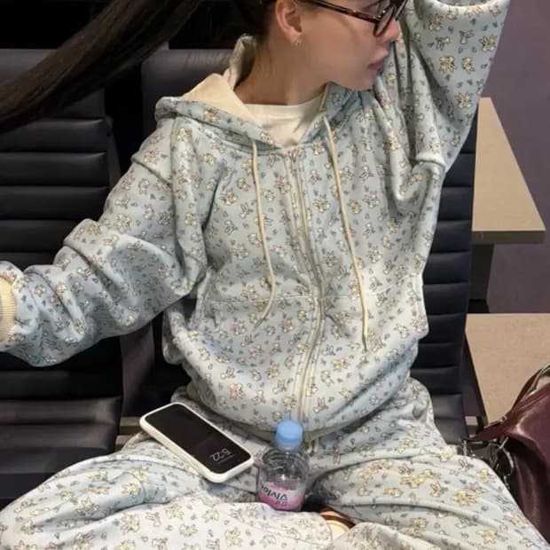 민지에나 RABBIT 플러피 후드집업 세트