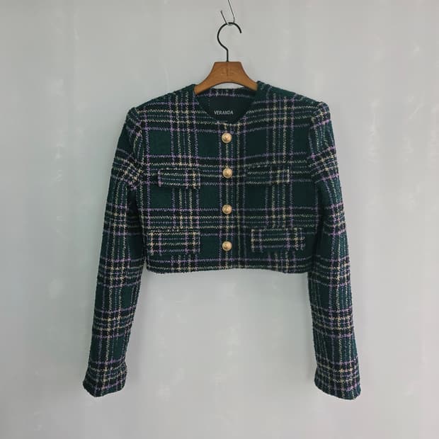 [VERANDA] 베란다 체크 트위드 크롭 자켓 여성