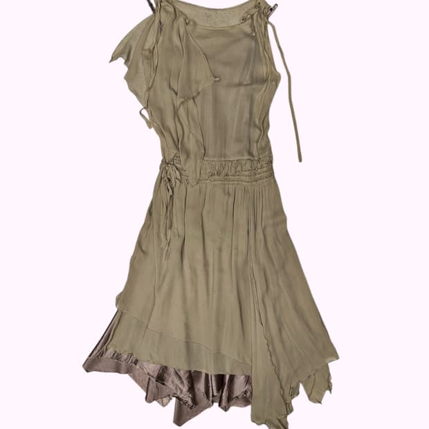 khaki drape layered dress