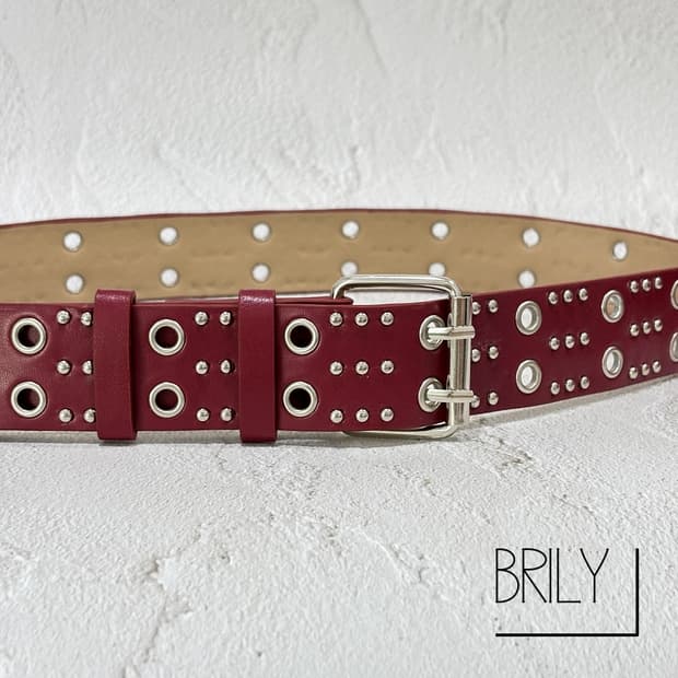 [Unisex] ROAD 아일렛 스터드 y2k 레트로 가죽 벨트