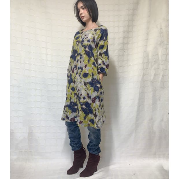 plantation 오일 페인팅 울 원피스