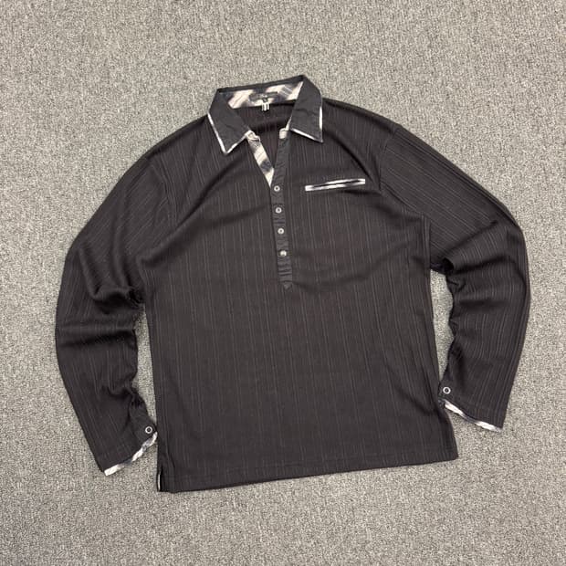 L)Dadge 빈티지 4버튼 체크패턴 레이어드 카라 롱슬리브