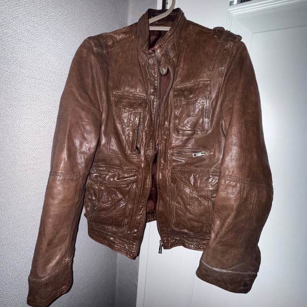 빈티지 브라운 레더 자켓