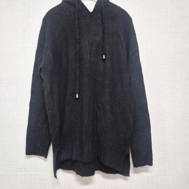 블랙 니트 후드티