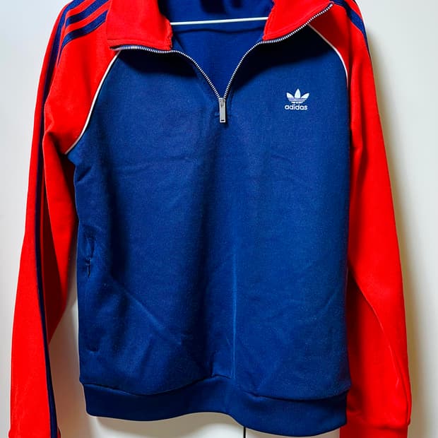 아디다스 레드 네이비 반집업
