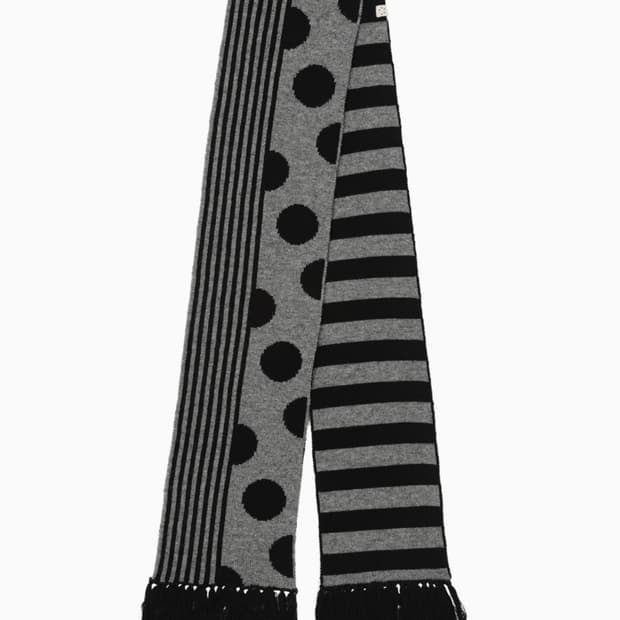 오헤시오 도트 스트라이프 머플러 차콜