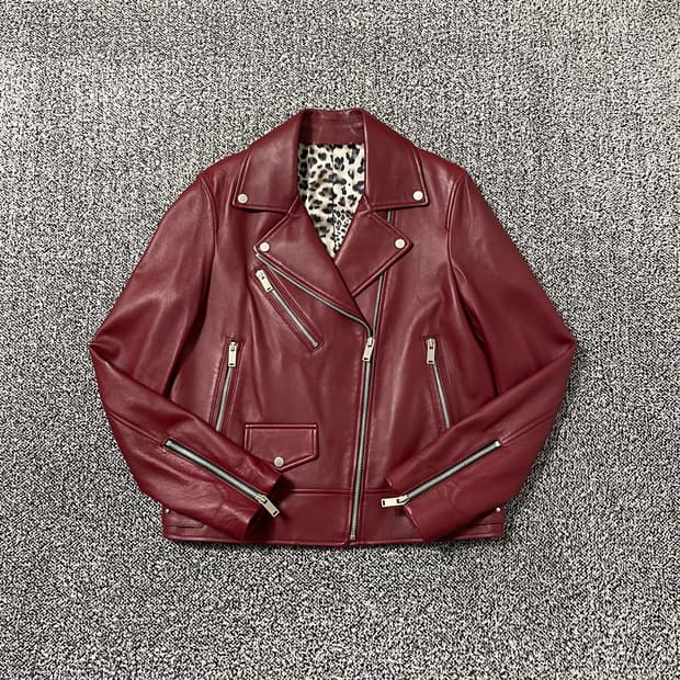 빈티지9. GGPX 양가죽 레드 레더 가죽자켓 안감 호피