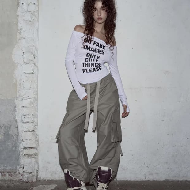 플리즈노팔로우 Tex Wide Work Pants (Sand Grey)
