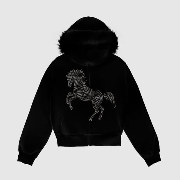 604서비스 스터드 퍼 후디 블랙 미개봉 새제품 판매