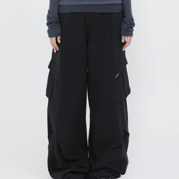 미세키서울 Pocket pintuck wide pants BLACK