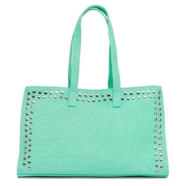 F/ 기마구아스 스터드 미디 쇼퍼백 민트